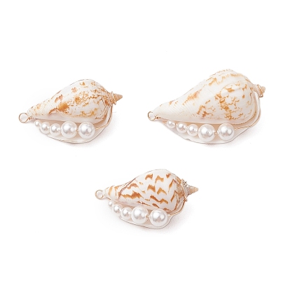 Подвески из натуральной медной проволоки в виде ракушки, подвески в форме ракушки с бусинами из ракушечного жемчуга, реальный 18 k позолоченный