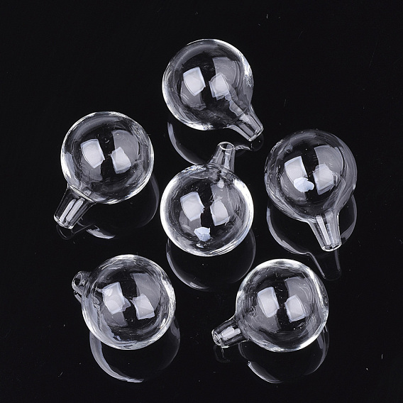 Handmade One Hole Blown Glass Globe Bottles, for Glass Vial Pendants Making