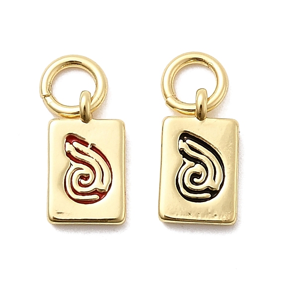 Латунь эмаль прелести, прямоугольник в форме раковины, стойки покрытие, долговечный, без кадмия и без свинца, реальный 18 k позолоченный, с целью перехода в кольце