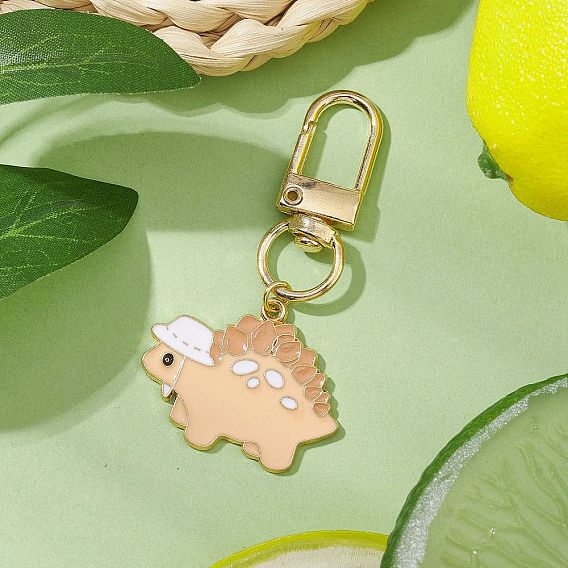 Подвеска в виде динозавра из сплава эмали, Поворотные застежки-брелки для украшения сумок