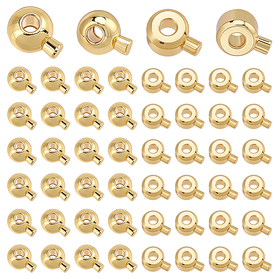 80 pcs 2 styles perles à écraser en laiton, perles d'espacement lâches, breloques à sertir pour bouchon, plaqué longue durée