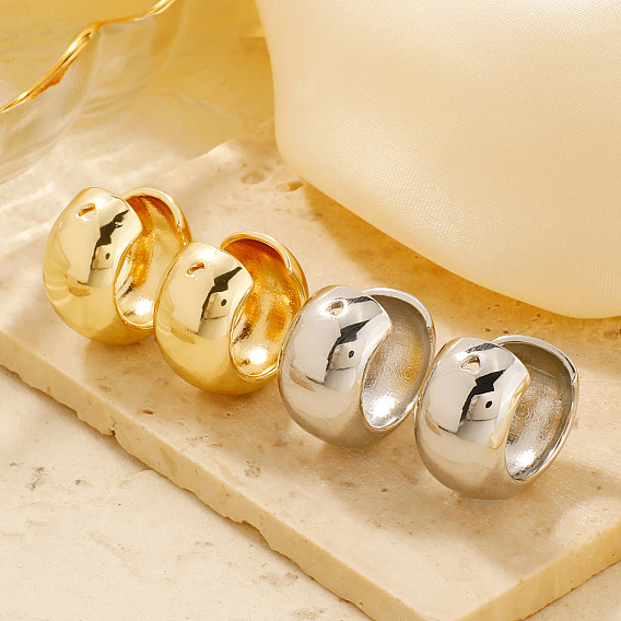 Блестящие латунные серьги-каффы в стиле ретро в форме буквы С