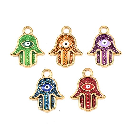 304 подвески из нержавеющей стали, с эмалью, рука хамса с оберегами от сглаза, реальный 18 k позолоченный