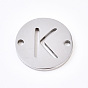201 Stainless Steel Links Connectors, Laser Cut, Flat Round with Letter