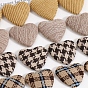 Cloth Fabric Cabochons, Ornament Accessories, with Metal Finding, Heart
