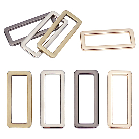 PandaHall Elite 8Pcs 4 Color Zinc Alloy Ring, Rectangle, Bag Replacement Accessories