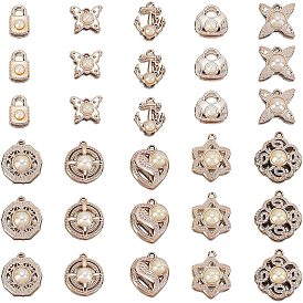 Nbeads 80 pcs 10 pendentifs acryliques de placage uv de style, avec perles en plastique imitation abs, or et de lumière