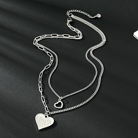 Fashionable Hip-hop Style Multi-layered Heart-shaped Necklace Pendant for Women made of Titanium Steel that does not Fade