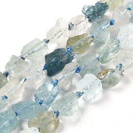 Rough Raw Natural Aquamarine Beads Strands, Nuggets