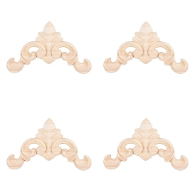 Olycraft Rubber Wood Carved Onlay Applique, Center Flower Long Applique, for Door Cabinet Bed Unpainted Decor European Style