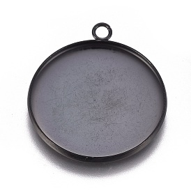 Ионное покрытие (ip) 304 подвеска из нержавеющей стали с кабошоном, чашки безель с краями, плоско-круглые