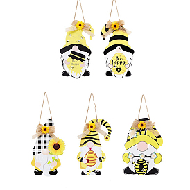 Gnome Wooden Pendant Decorations, Bee Festival Wall Hanging Ornaments