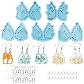 SUNNYCLUE DIY Ballet Dangle Earring Silicone Molds, with Brass Earring Hooks and Iron Jump Rings