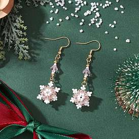 Стеклянные бусины серьги dnagle, снежинка, золотые