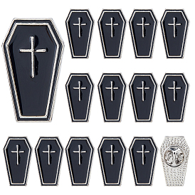 16шт. значки в стиле панк из эмалированного сплава для рюкзака и одежды, чёрные, платина