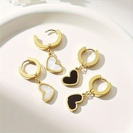 Сердечко ко Дню святого Валентина 201 Серьги-кольца из нержавеющей стали, золотые, с оболочкой