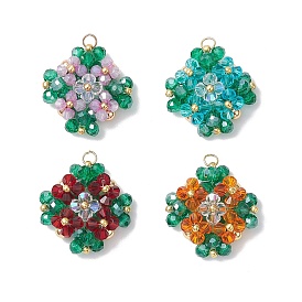 Подвески из стекла с имитацией австрийского хрусталя в форме биконуса, клевер, с 304 нержавеющей стали, реальный 18 k позолоченный, граненые