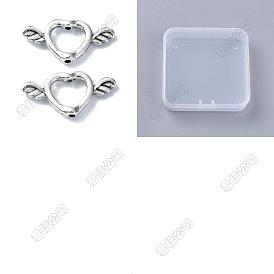 80pcs cadre de perles en alliage de style tibétain, coeur avec des ailes