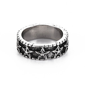 Tibetan Style Alloy Star Finger Ring for Men Women, Cadmium Free & Lead Free