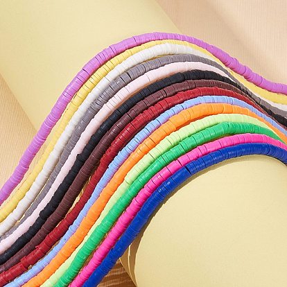 14 Strand 14 Colors Eco-Friendly Handmade Polymer Clay Beads Strnads, for DIY Jewelry Crafts Supplies, Disc/Flat Round, Heishi Beads