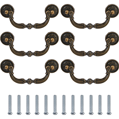 6комплекты ручек для ящиков из цинкового сплава, ручки шкафа, аксессуары для дверных ручек, с железным винтом