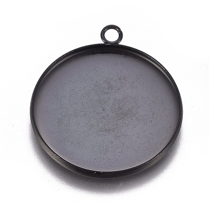 Ионное покрытие (ip) 304 подвеска из нержавеющей стали с кабошоном, чашки безель с краями, плоско-круглые