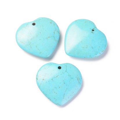 Synthetic Turquoise Pendants, Dyed, Heart