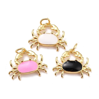 Brass Enamel Pendants, Real 18K Gold Plated, Long-Lasting Plated, Crab