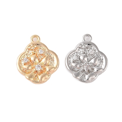 Латунные подвески с прозрачным стеклом, цветок