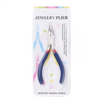 Ferronickel Jewelry Plier Sets Includes #50 Steel(High Carbon Steel), Side Cutting, with Random Pattern, Round Nose, Bent Nose and Long Chain Nose Pliers(At Least 3 Types In One Batch) for Jewelry Making Supplies, 125x70~80x10mm