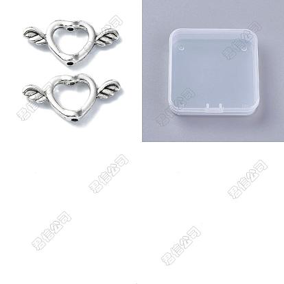 80pcs cadre de perles en alliage de style tibétain, coeur avec des ailes