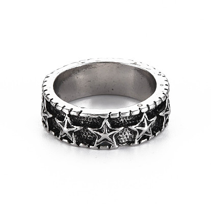 Tibetan Style Alloy Star Finger Ring for Men Women, Cadmium Free & Lead Free