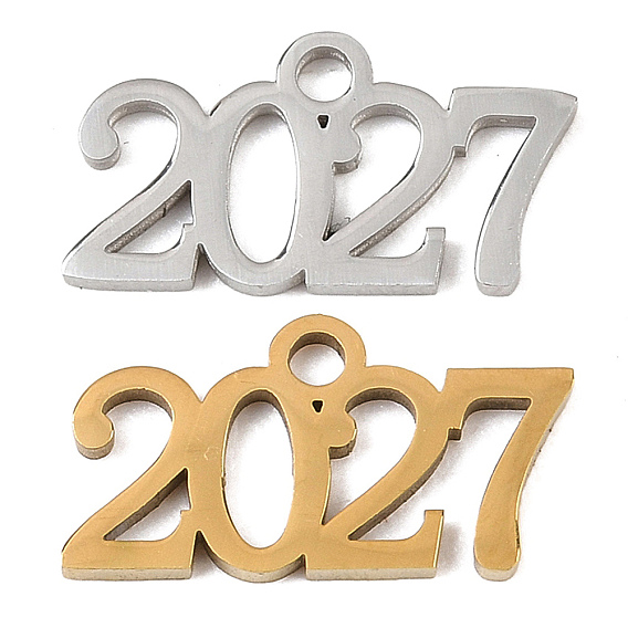 201 Edelstahl Anhänger, Zahl 2027 Reize