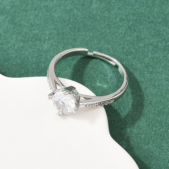 Кольца для женщин с микропаве из латуни и кубическими цирконами, круглые, стойки покрытие, без кадмия и без свинца, долговечный