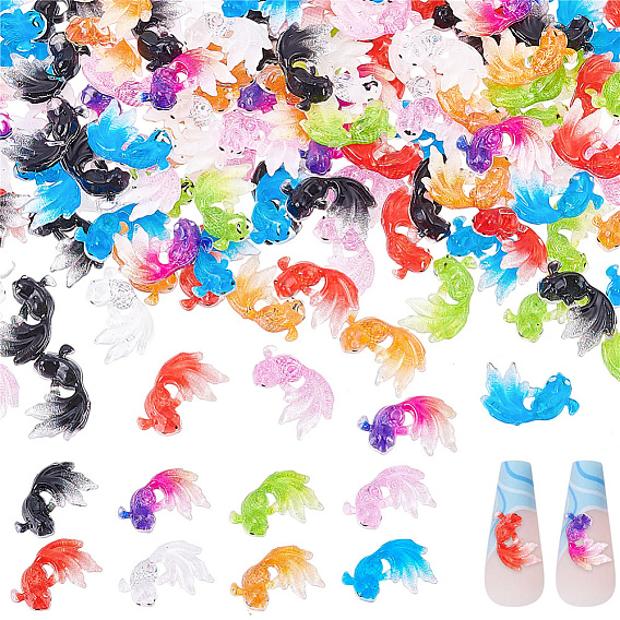 200шт. 8цвета 3кабошоны из смолы рыбы, ногтей декоративные аксессуары