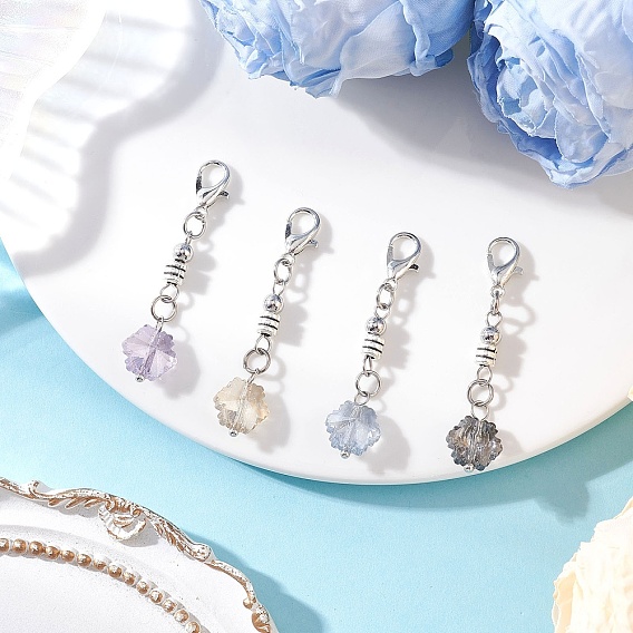 4 шт. подвесные украшения из стекла в виде снежинок, с цинковым сплавом застежками омаров коготь