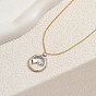 Женское ожерелье с подвеской из нержавеющей стали с кубическими цирконами, круглые с сердцем