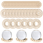 42Pcs 3 Styles Wood Crystal Ball Display Bases, Crystal Sphere Display Stand, Hollow-out, Flat Round