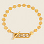 304 Stainless Steel Flat Sequin Chain Bracelets with Crystal Rhinestone with Moo Sun Star OT Clasps