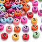 Opaque Acrylic Beads, Flat Round with Black Random Mixed Number