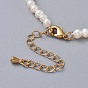 Natural Freshwater Pearl Necklaces, with Brass Extender Chains and Kraft Paper Cardboard Jewelry Boxes