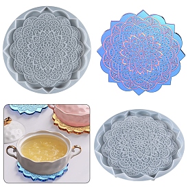 DIY Cup Mat Silicone Molds, Resin Casting Pendant Molds, For UV Resin, Epoxy Resin Molds Making, Round with Mandala Pattern