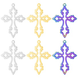 Hip Hop Cross Stainless Steel Real Gold 18k Electroplated Mirror Jewelry Accessories DIY Titanium Steel Necklace