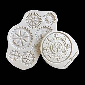 Gear/Compass DIY Cake Decoration Silicone Molds, Fondant Molds, Resin Casting Molds, for Chocolate, Candy, UV Resin & Epoxy Resin Craft Making