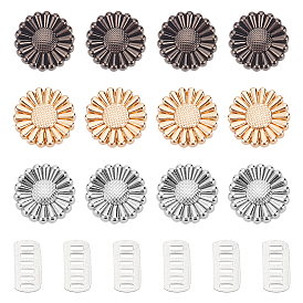 12 наборы 3 цвета пряжки из сплава, с железной прокладкой, для украшения обуви сумки, подсолнечник