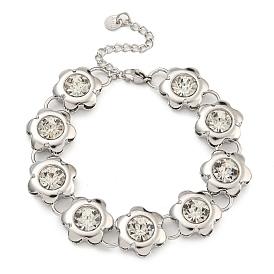 304 Stainless Steel Link Chain Bracelets, Crystal Rhinestone Bracelets for Women