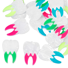 Nbeads 16pcs 4 couleurs pendentifs acryliques bicolores, formes de dents