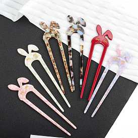 Cellulose Acetate Rabbit Hair Forks, Hairpin Hair Accessory
