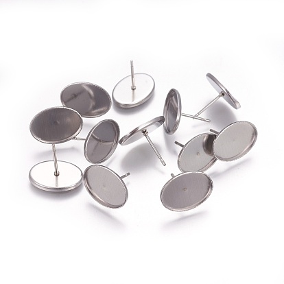 304 Stainless Steel Ear Stud Findings, Oval