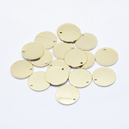 Brass Pendant, Long-Lasting Plated, Real 18K Gold Plated, Nickel Free, Flat Round